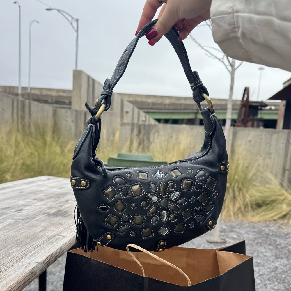 Black Jeweled Shoulder Bag